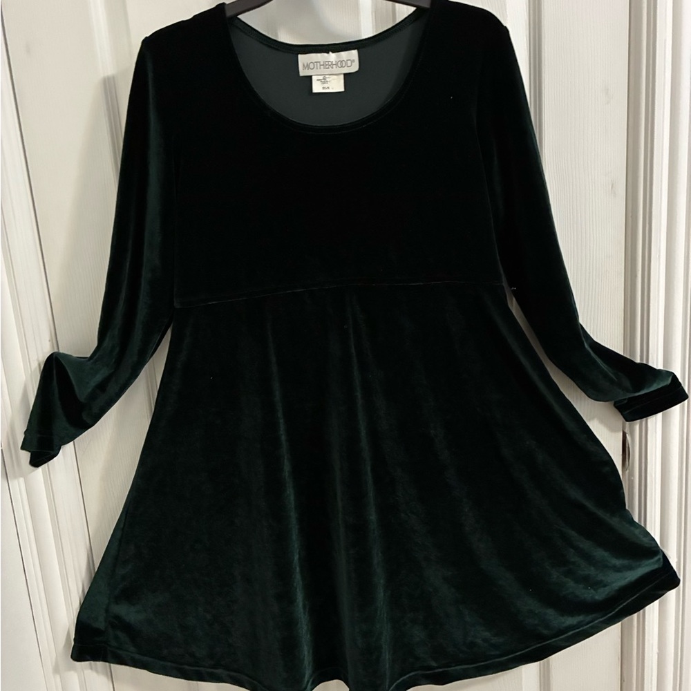 Motherhood Maternity Deep Green Velvet Tunic